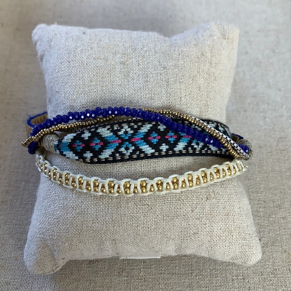Stella and Dot Vista wrap bracelet blue gold - Picture 1 of 3